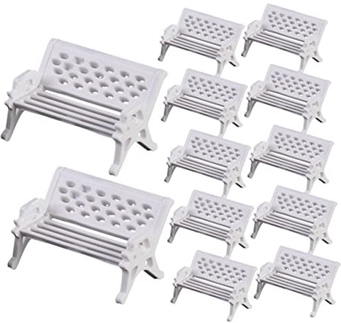 GALPADA 20 Stück Miniatur Gartenbank Teiliges Modell für Puppenhäuser Kleine Parkbänke Dekoration Realistische Holzbank Figuren für Miniatur Landschaften und Garten Deko