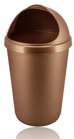 Poubelle 50 L - Poubelle Cuisine, Salle de Bain, & Plus - Corbeilles à Papier en Plastique avec Couvercle Coulissant - Poubelle Intérieur (Or Rose)