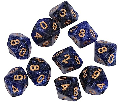 Aurgiarme 10-seitige Würfel, D10, polyedrisch, für Spiele, 15 mm, RPG, Familienparty, Kinderspiel, Haushalt, Rollenspiel, Würfel-Set, 10 Stück