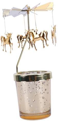 UTHCLO Goldener Drehbarer Glas kerzenhalter mit Einhorn Motiv Eleganter Leuchterkerzen ständer für Tischdekoration Rotierendes Teelichtglas Stilvolle Wohn Büro deko Geschenkidee
