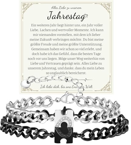 Gamtic Partner Armbänder Partner Geschenke für Beide - Yin Yang Puzzle Verstellbare Edelstahl Panzerkette Paar Armband, Jahrestag Weihnachten Geburtstag Valentinstagsgeschenk für Pärchen
