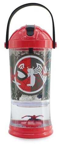 Disney Store Offizielle Spider-Man Schneekugel-Trinkhalm-Becher, 310 ml, Kinder-Wasserflasche mit Klappverschluss und Schraubverschluss, geeignet für Kinder ab 4 Jahren