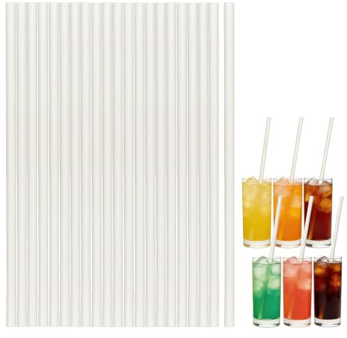 White Paper Straws 100 Pack, Disposable Paper Drinking Straws for Cold Drinks, Cocktails, Juice & Party Drinks, Plain White Decorative Straws for Wedding, Birthday, Baby Shower & Events