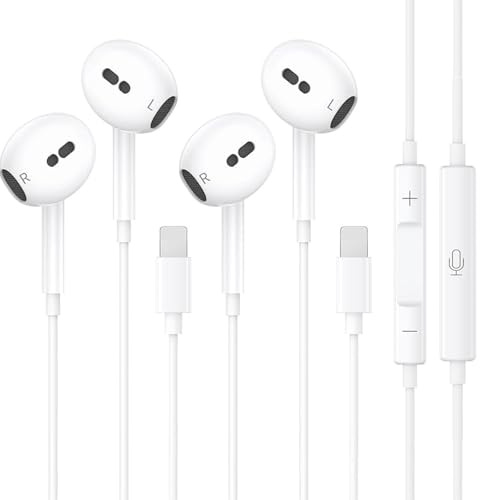 Luregirl 2 Pack iPhone Kopfhörer mit Kabel [MFi-Zertifiziert] In-Ear Kopfhörer mit mikrofon und Lautstärkeregelung, Ohrhörer Anschluss Kompatibel mit iPhone 14 Pro Max Plus/13/12/SE/11/XS Max/XS/8/7