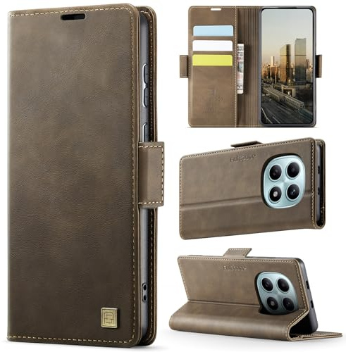 Teeirllim Coque pour Xiaomi Redmi Note 15 5G, [RFID Blocage] Etui Protection Housse Premium en Cuir PU, Pochette de Portefeuille Etui à Rabat Flip Case pour Xiaomi Redmi Note 15 5G, Café