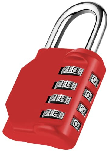 NAGE Padlocks with Code, Combination Lock 4 Digit Gym Locker (1P, Red) | Padlocks Resettable, Outdoor Padlock Weatherproof, Code Padlock for Toolbox, Backyard Fence Gate, Sheds, Garage Door