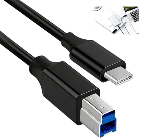 USB C to USB B 3.0 Cable 1M, 5Gbps High Speed Data Cable, Gold-Plated Shielded Durable, for HP Canon Printers Docking Stations External Hard Drives Scanners (Black)
