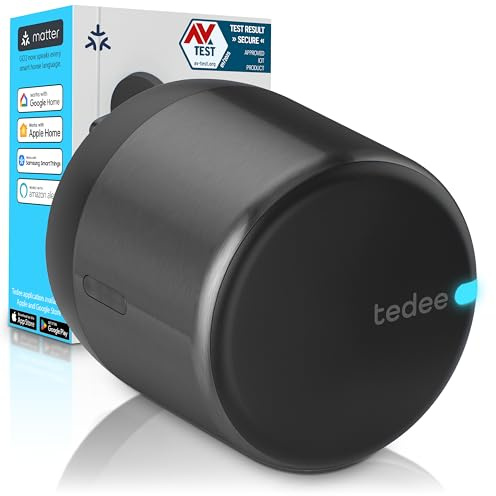 Tedee GO2 Serrure Intelligente Connectée Retrofit pour Porte d'Entrée | Installation Facile Sans Travaux | Déverrouillage Automatique Sans Clé | Bluetooth, Matter, Apple HomeKit, Alexa, Google Home