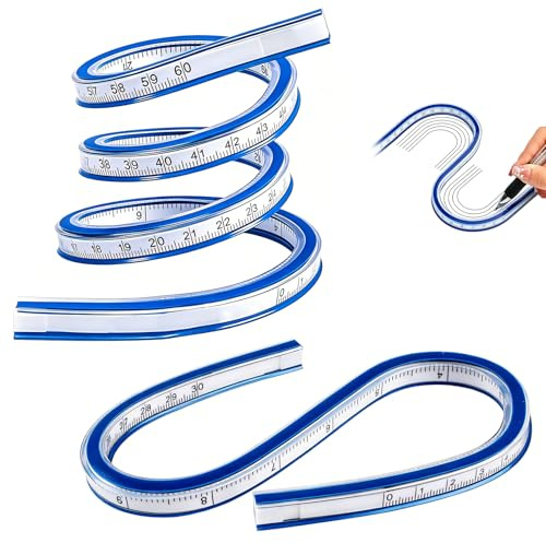 2 Stück Kurvenlineal – Schneiderlineal mit Maßskala – inklusive Biegbares Lineal (30+60cm) für Kurven und Muster, geeignet für Schneider Zeichner
