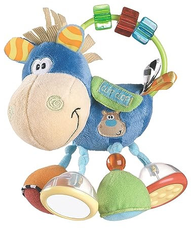 Playgro 101145 Plüschrassel Pferd, Lernspielzeug, Ab 3 Monaten, BPA-frei, Playgro Toy Box Pferd Klipp Klapp, Blau/Bunt, 40016, Größe: 15 x 6 x 20 cm , 1 Stück