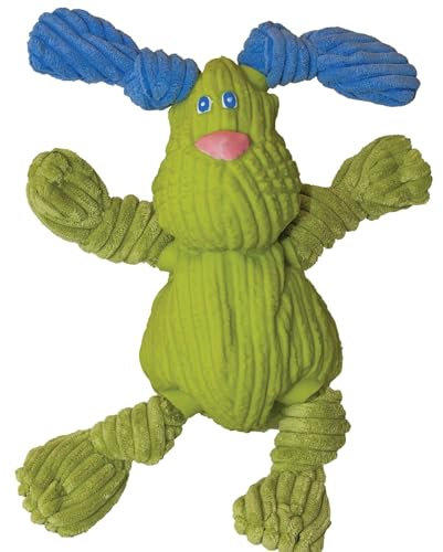 HuggleHounds Plush Corduroy Durable Rubber Squeaky Ruff-Tex Bugsy Dog Toy, Lime, Mini