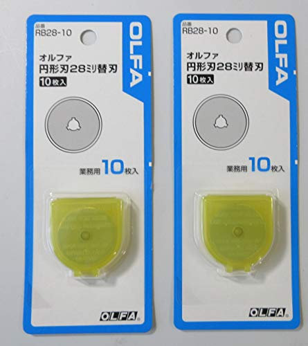 OLFA RB28–10, 28 mm Durchmesser, Wolfram-Werkzeugstahl, drehbare Klingen (10 Stück), 2er-Set