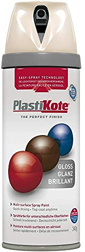 Plastikote Premium Aerosol Spray Paint Gloss Antique White 400ml