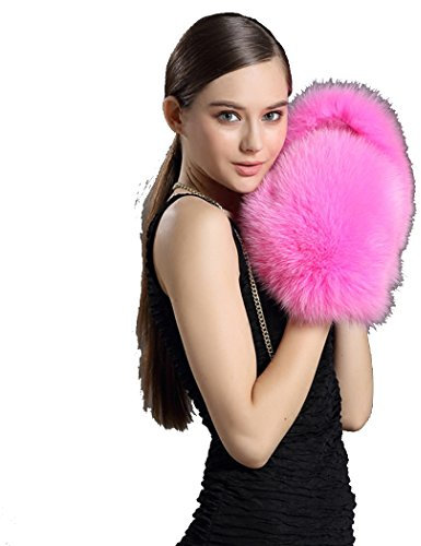 BeFur Damen Fuchspelz Fell winter Handschuh Fausthandschuhe Fäustlinge mit der Kette - color 4