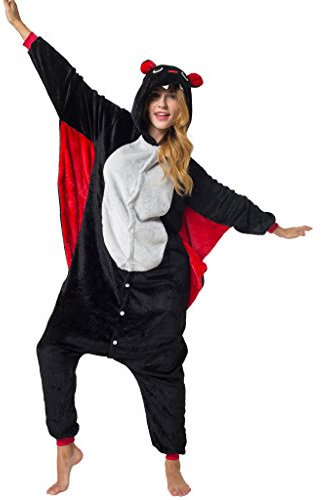 Katara 1744 - Grenouillère Combinaison pour Adultes Tenue de Nuit Pyjama Kigurumi - Taille S, 145-155cm Chauve-Souris