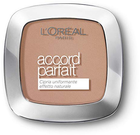 L'Oréal Paris Cipria in Polvere Uniformante Fissante Accord Parfait, Finish Matte e Risultato Naturale, 7D Ambre Doré