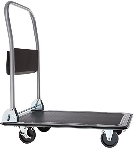 tectake® Plattformwagen, Transportwagen klappbar, Transportroller, Rollwagen Metall, Wagen Transporter Transporthilfe, Montagewagen, Schiebewagen, Transport Trolley, Klappwagen - schwarz, 150 kg