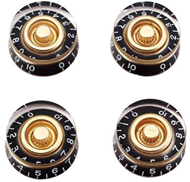4 Teile/Satz Gitarre Knöpfe Geschwindigkeit Volume Tone Control Drehknöpfe für Style E-Gitarre Teile Ersatz (Schwarz und Gelb)