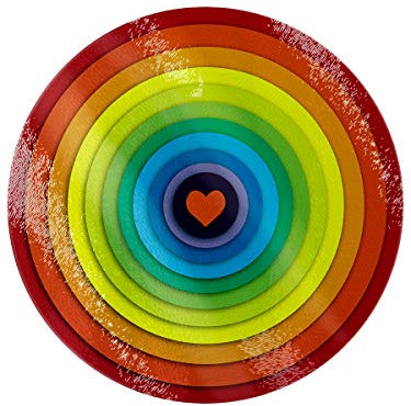 Rainbow Heart Circular Glass Chopping Board 31 x 31cm