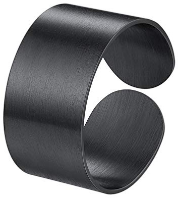 PROSTEEL Hombre Mujer Anillo Ancho 10mm para Hijo Caballero Senora, Anillo Biker Laser Cepillado Color Negro