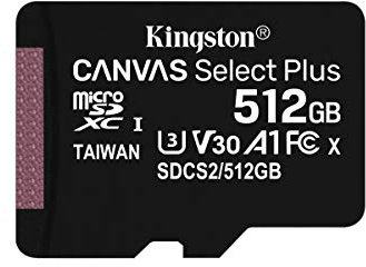 Kingston Canvas Select Plus Carte MIcro SD SDCS2/512GBSP Class 10
