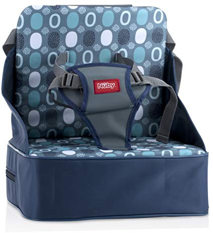 Nuby Easy Go Booster Seat - Travel Booster Seat for Babies and Toddlers - Holds Up to 35 Pounds - 9+ Months - Blue