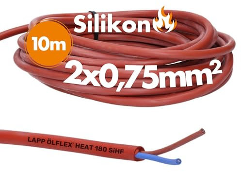 Lapp 0046001 - Cavo in silicone oleflex Heat 180, 2 x 0,75 mm², cavo per sauna, 10 m, cavo in silicone SiHF, 2 x 0,75 mm²