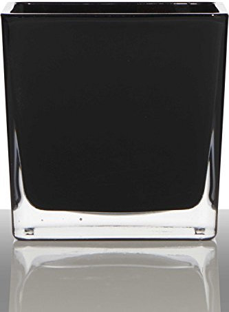 innaGLAS Verre à Bougie Kim, Cube/carré, Noir, 12x12x12cm - Bougeoir/Photophore