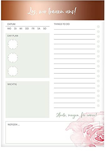 goldbuch 10349 Notizblock Los, wir trauen uns, Serie LieblingsDINGE by goldbuch, Schreibblock mit 60 Blatt, Block liniert für Notizen, To Do und Datum, aus Papier mit Motiv, ca. 15x 21,5 x 0,8 cm