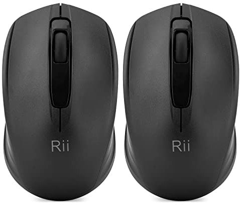 Rii [2-Pack] Maus kabellos, 2.4G Funkmaus Für Links und Rechtshänder, PC/Laptop/Windows, 2 Stück(Schwarz&Schwarz)