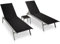 vidaXL 2X Sonnenliege mit Tisch Gartenliege Relaxliege Liege Liegestuhl Gartenmöbel Strandliege Freizeitliege Stahl Textilene Schwarz