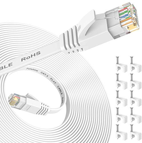 Ethernet Cable 25 ft, Cat 6e/Cat6 High Speed Flat Internet Network Cable