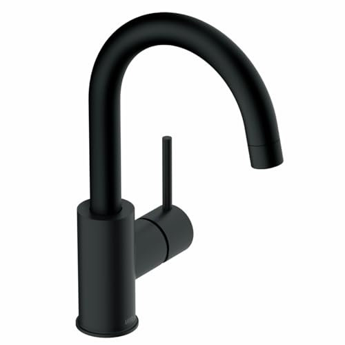 Lenz Waschtischarmatur Bow² in schwarz-matt – hochwertige Badarmatur mit schwenkbarem Auslauf – einfache Installation und leicht zu reinigen - 46010251