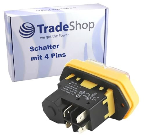 Trade-Shop Machine électrique Interrupteur marche/arrêt 16 A 4 broches pour scie circulaire, scie à ruban, perceuse de table, système d'aspiration, scie à onglet, raboteuse.