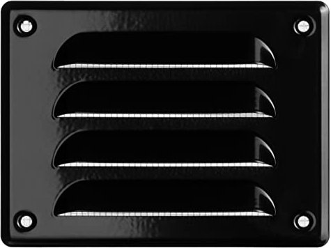 LIRAST 140x105mm Vent Cover Black - 5.5x4 inch Wall Vent Cover with Insect Mesh - Round Ceiling Soffit Vents - External Vent Cover - Metal Ventilation Grilles - Air Vent Covers for Walls