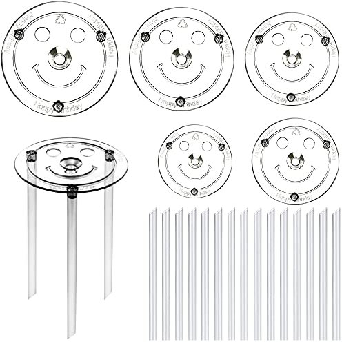Soporte Tarta,5 Tablero de Pastel,15 Varillas Reutilizables de Soporte para,Tacos para Tartas,Hechos de Plástico Seguro,Decoración de Bodas y Cumpleaños