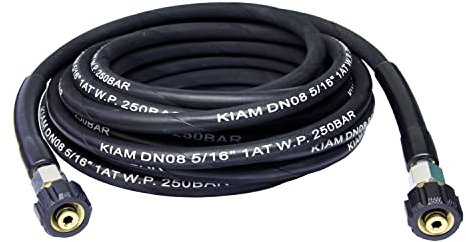 5/16 Rubber Heavy Duty High Pressure Hose for Pressure Washers with M22 (22mm, 14mm Inner) Female Screw Thread (10M)