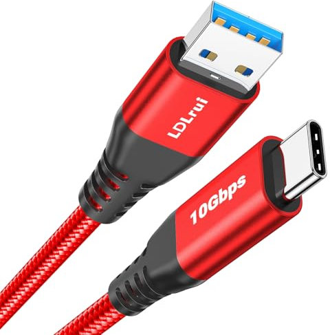 LDLrui Câble USB A vers USB C 10 Gbit/s – [1.8 m, rouge], USB 3.2 Gen 2 Câble de transfert de données super rapide, iPad Pro, Xbox
