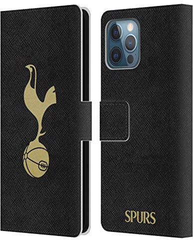 Head Case Designs Officially Licensed Tottenham Hotspur F.C. Black And Gold Badge Leather Wallet Case Compatible With Apple iPhone 12 Pro Max