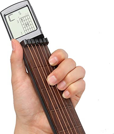 Gueiddi Digital Guitar Chord Trainer, tragbare 6-Bund-Gitarre Training Tool mit rotierenden Chart-Bildschirm, Anfänger Praxis Tool mit Akkord Chart Metronom, SCT-80
