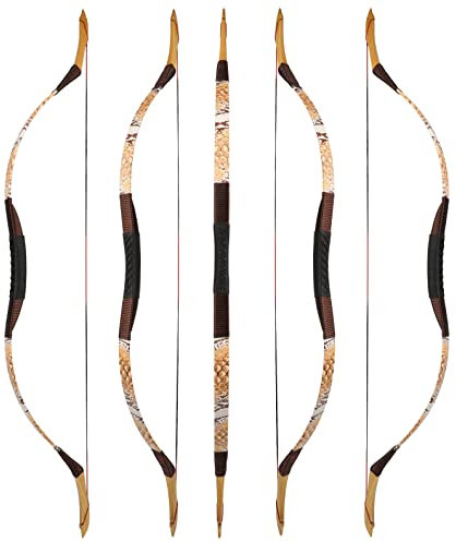 wolfman Traditionelles Bogen Recurvebogen Langbogen Sportbogen Bogenschießen Jagdbogen handgefertigter Holzbogen asiatischer mongolischer Bogen für Erwachsene Teenager Linke rechte Hand(N, 45Lbs)