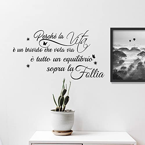Sally Lyrics Wall Sticker Di Vasco Rossi-Perché La Vita È Un Brivido Che Vola Via È Tutto Un Equilibrio Sopra La Follia