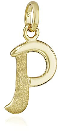 NKlaus Kettenanhänger Buchstabe P 333 Gelb Gold 8 Kt teilmatt 15x9mm Alphabet Amulett 13309