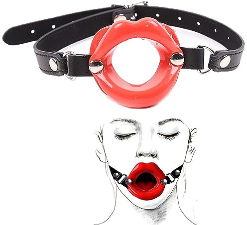 Erotic Sex Toys Gag Mouth Silicone Lips Separator Fantasy Mouth Ball Opener | Fetish Ball Gag SM Mouth Open Leather Flirting Sex Toy Fetish Slave Sex Toy for Couples(Red)