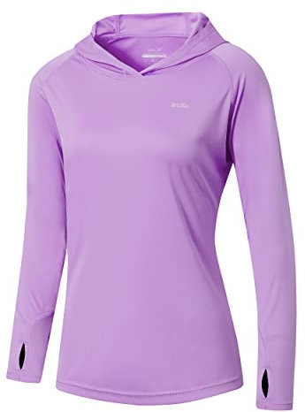 WILLIT Damen Laufshirt UPF 50+ Sonnenschutz Hoodie Sportshirt UV Shirt Langarm Wandern Angeln Outdoor Shirt Schnelltrocknend Leichter Hoodie Lavendel L