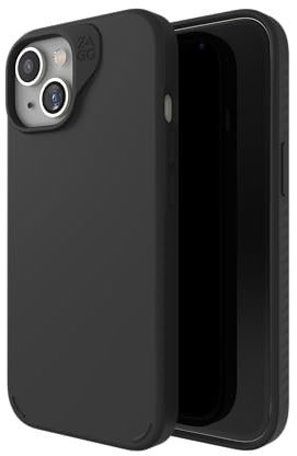 ZAGG Manhattan Snap Graphene-Reinforced Case for iPhone 13, 14 and 15 [6.1-Inch], MagSafe Compatible, Slim Soft Design, Shockproof Phone Back Cover (Black)