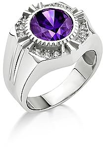 Cocktail-Männer-Silberring Mit Amethyst-Stein, Sterling-Silber-Amethyst-Statement-Ring Für Männer, Silber-Siegelring Mit Amethyst, Männergeschenke