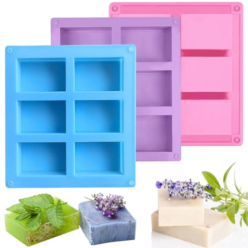 Giugio Seifenformen Silikon, 3 Stück Handgefertigte Seifenform, DIY Silikon Form, Soap Mold, Zubehör für die Seifenherstellung Weiche Antihaft Cupcake Muffin Backform Hausgemachte Handwerk (A)