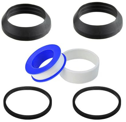 Mixed Trap Washer & PTFE Tape Set – 1½ & 1¼ Tapered + Rubber Washers for Sink, Bath, Basin Trap Inlet/Outlet – ½x480 Thread Seal Tape – Leak Repair Kit