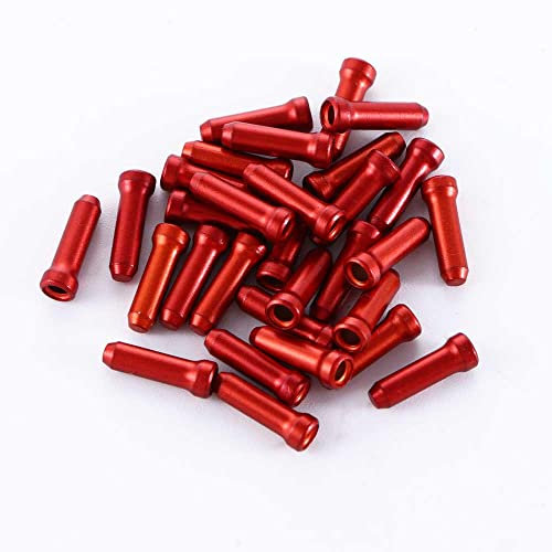 30 Stück MTB Fahrrad Bremshebel Aluminium Innenkabel Tipps Crimps, Schaltwerk Schaltkabel Aluminium Kabel Endkappen (rot)